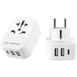 Lifeventure World To Europe Travel Adaptor With Usb - Adaptor